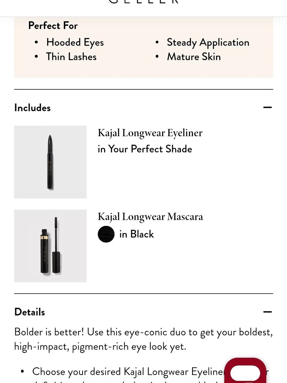 Kajal Duo Dark Brown Kohl Eyeliner/Black Longwear Mascara Laura Geller